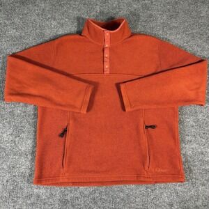 LL Bean Jacket Mens Medium Fleece Snap Polartec Orange